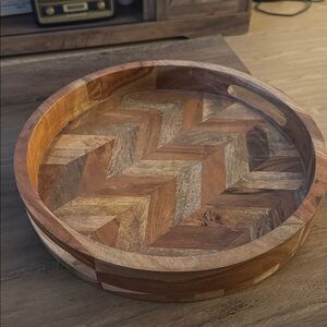 Wooden Chevron Pattern Tray